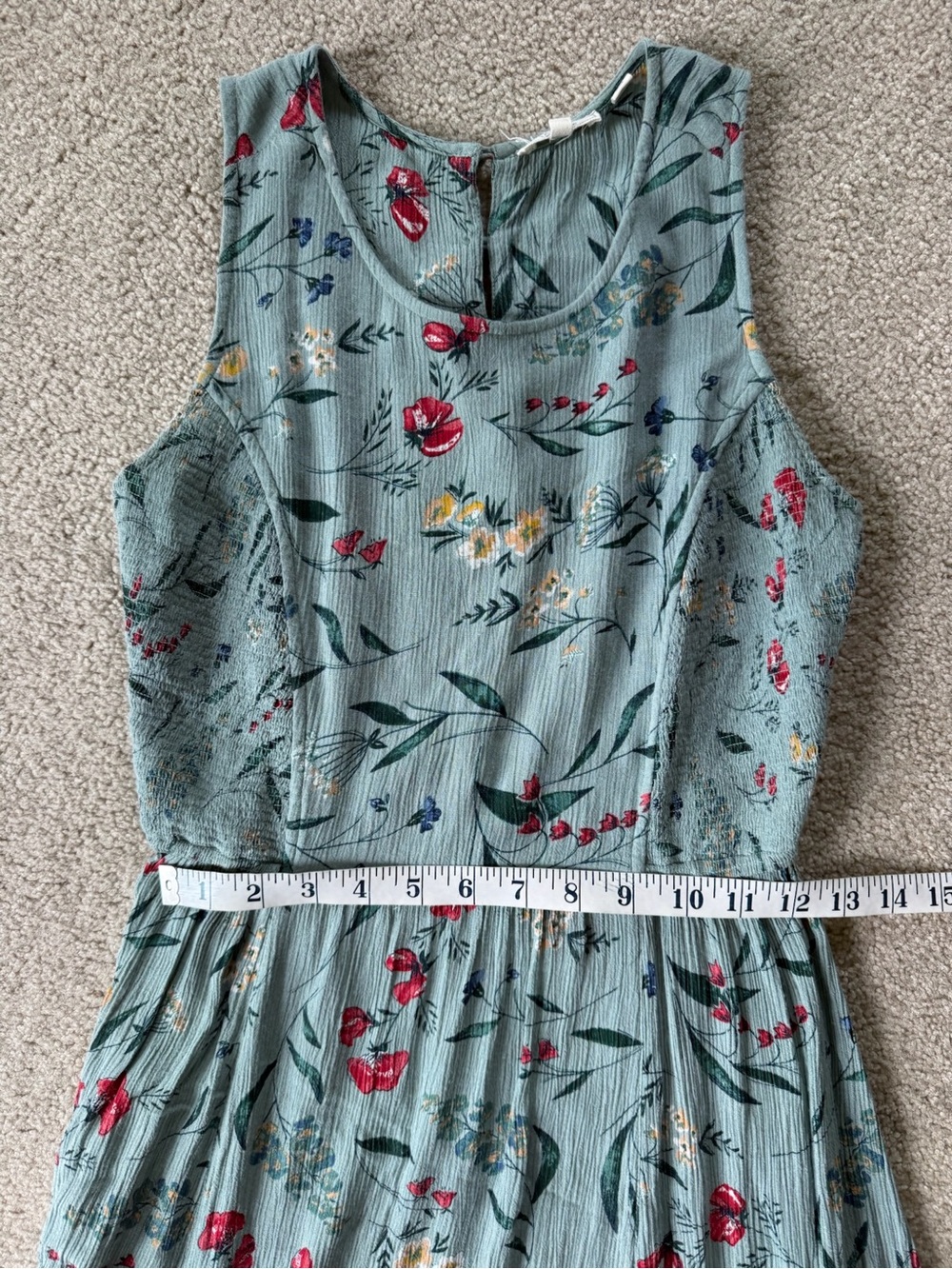 Fat Face Dress Floral Sleeveless Light Teal Blue Stretch Medium - Picture 13 of 13